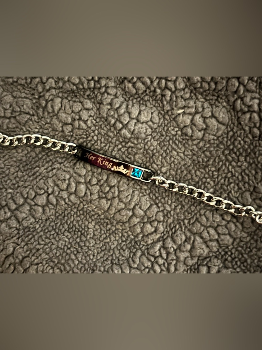 Her King Silver Bracelet with Blue Accent